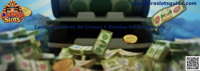 Configuraciones de líneas y rondas de simulación en Cleopatra Slots